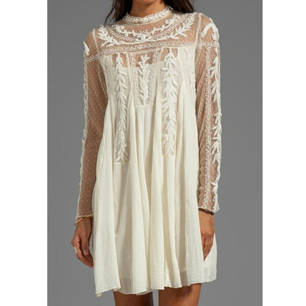 Free People Write About Love Embroidered Bridal Small Dress - Picture 1 of 7